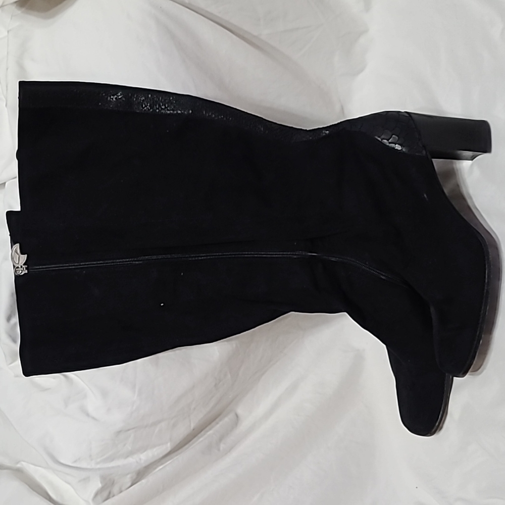 Black Donald J Pliner suede tall heeled boots.  Size 11